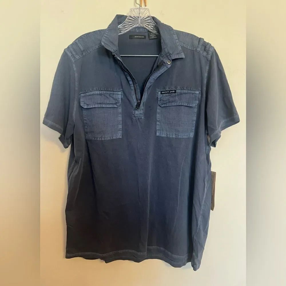 DKNY Men's Dark Blue Casual Button Down Shirt